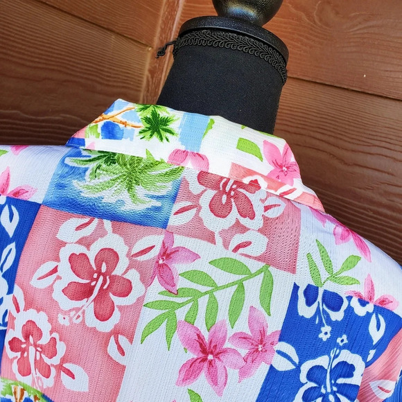 Vintage Alia Petites Women's Short Sleeve Tropical Buttondown Shirt Size 12 - Picture 11 of 11